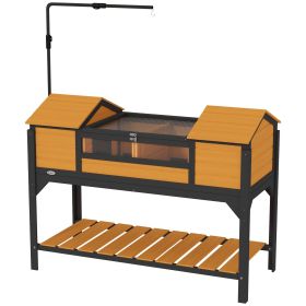 Tortoise Enclosure Tortoise House with Adjustable Lamp Holder Storage Shelf, Dual Main Houses, Openable Lid, Yellow