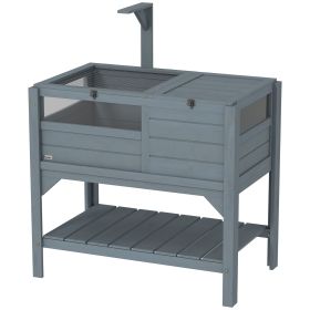 Tortoise Habitat with Shelf Storage Tortoise Gift Accessory with Weather Protection for Indoor, Gray