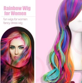 Rainbow Wig for Women- 65cm Crazy Wig for Women Long Hair, Perfect for Cosplay Parties, Party Performances Themed