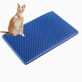Double-layer Rice Cat Litter Mat (Option: Blue)