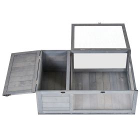 Wooden Tortoise House Indoor Turtle Habitat Enclosure Outdoor Reptile Cage for Lizards, Geckos, Gray (Color: as Pic)